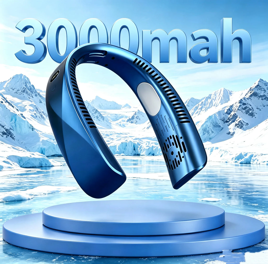 Bladeless Neck & Handheld Fan – F005 model in Blue