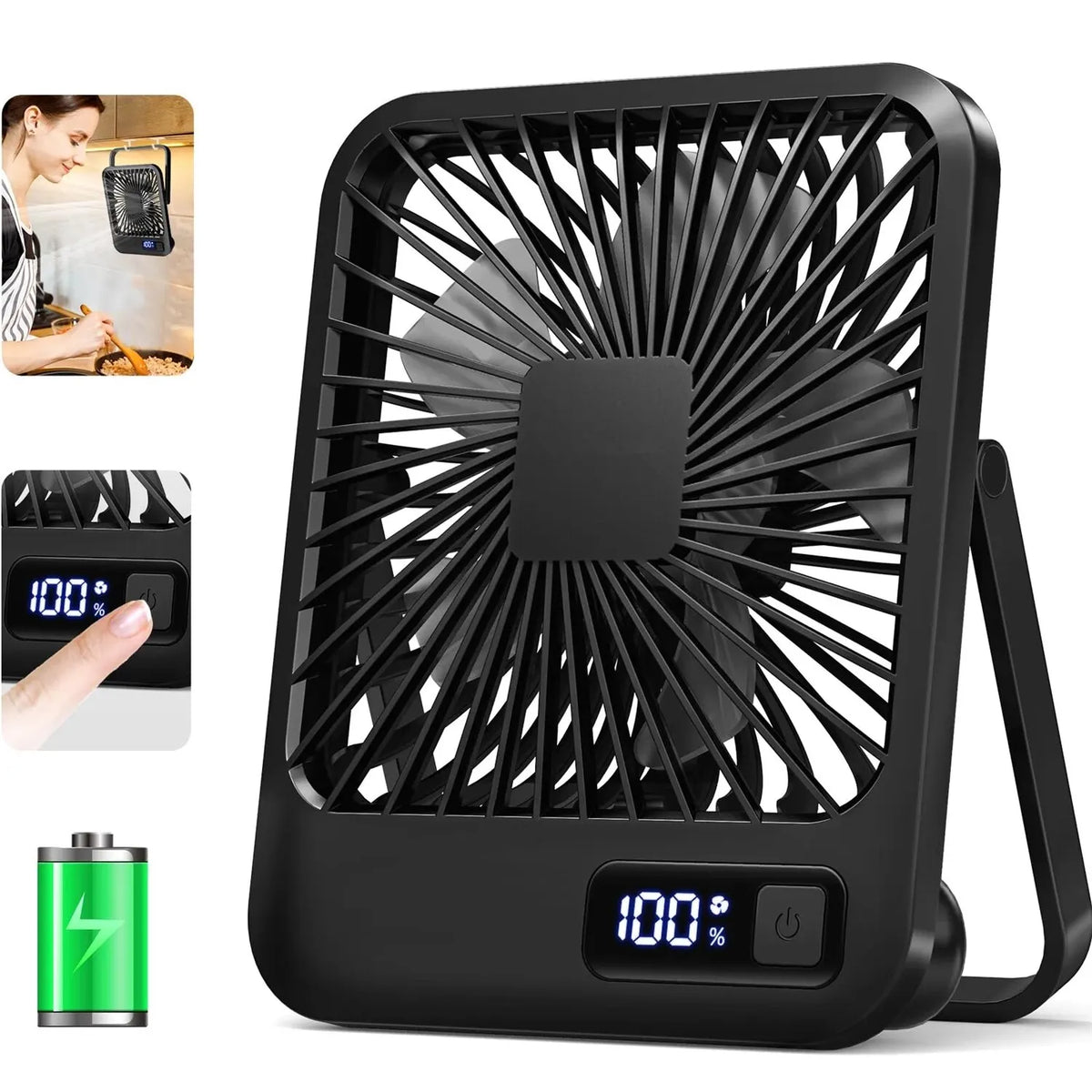Folding USB Desk Fan – Rechargeable, 5 Speeds
