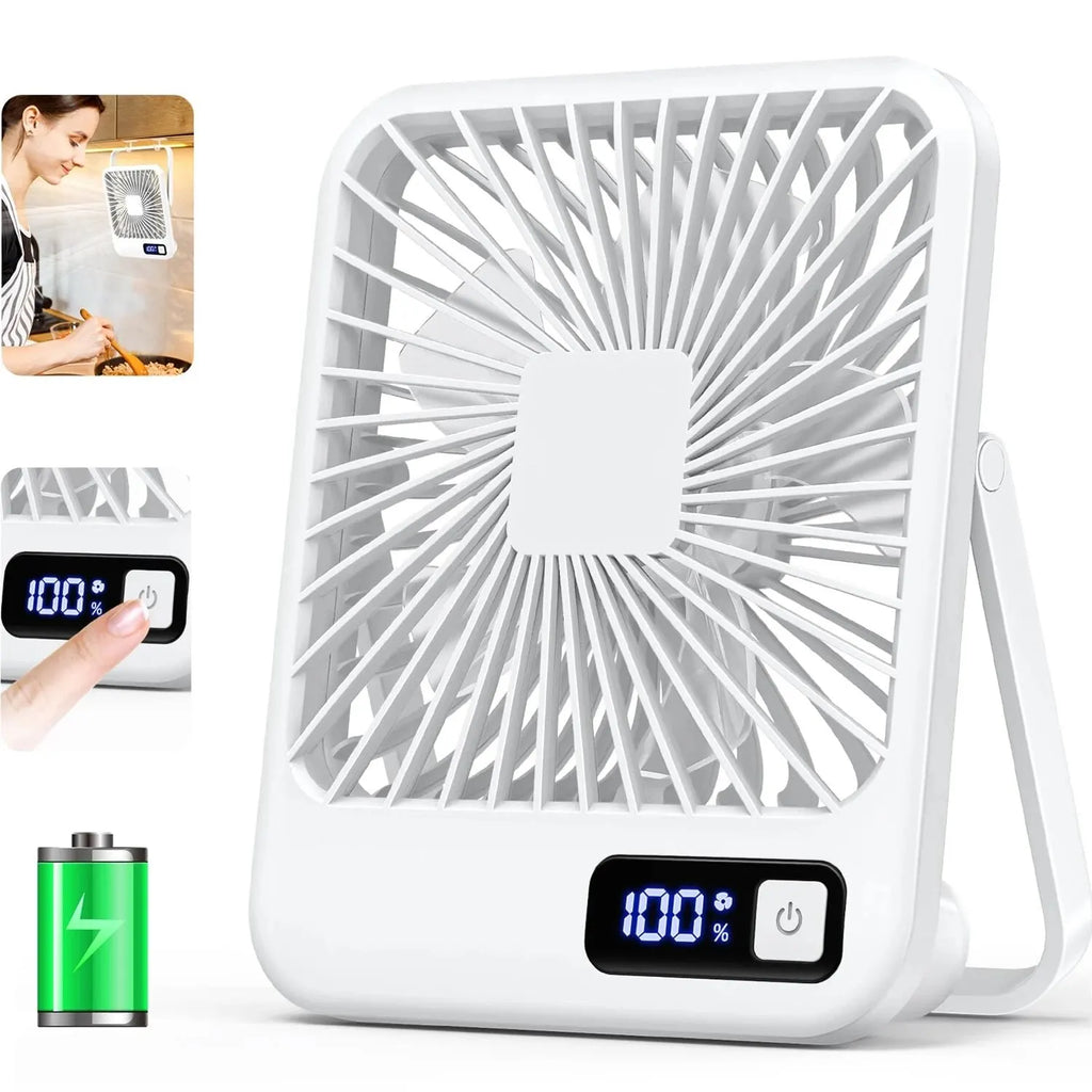 Folding USB Desk Fan – Rechargeable, 5 Speeds
