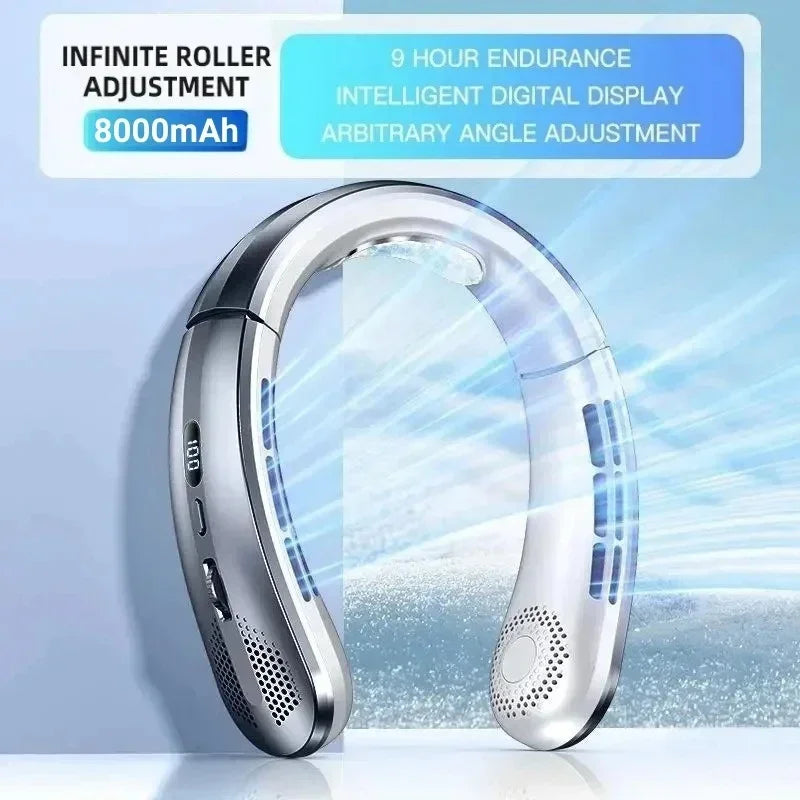 Bladeless Neck & Handheld Fan – Grey