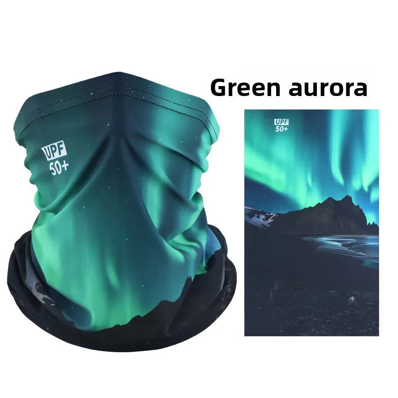 Ice Silk Neck Gaiter – Green Aurora print