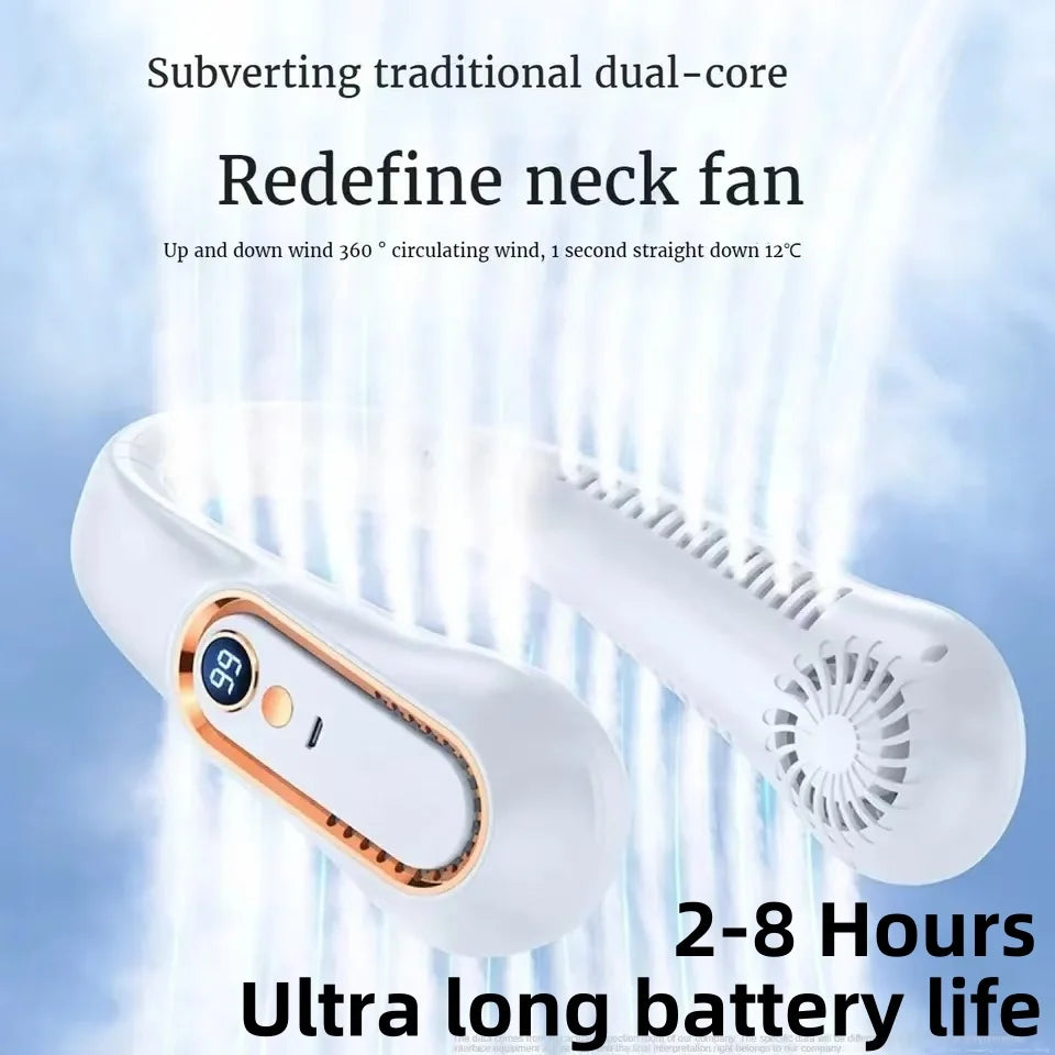 Bladeless Neck & Handheld Fan – D03 model in White