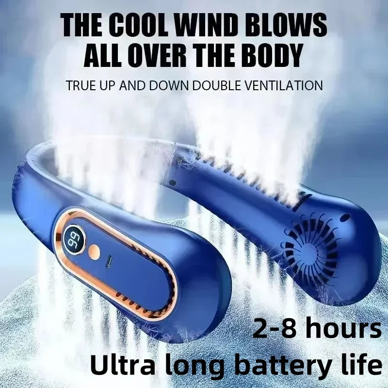 Bladeless Neck & Handheld Fan – D03 model in Blue