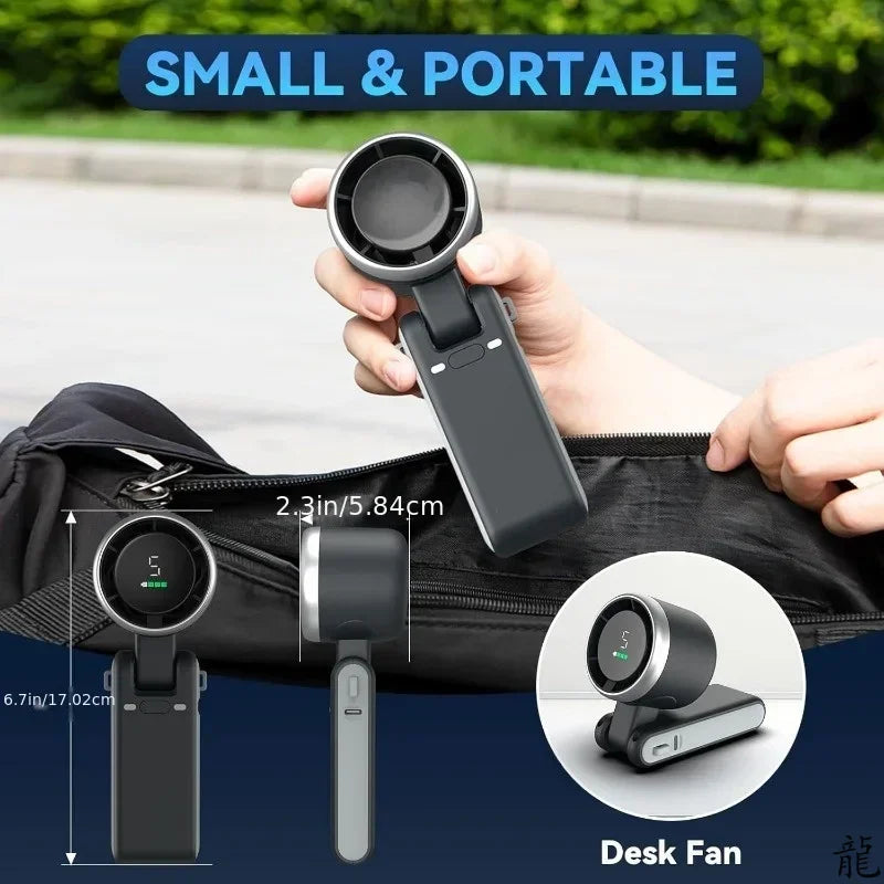 Foldable Turbo Handheld Fan – Digital Display