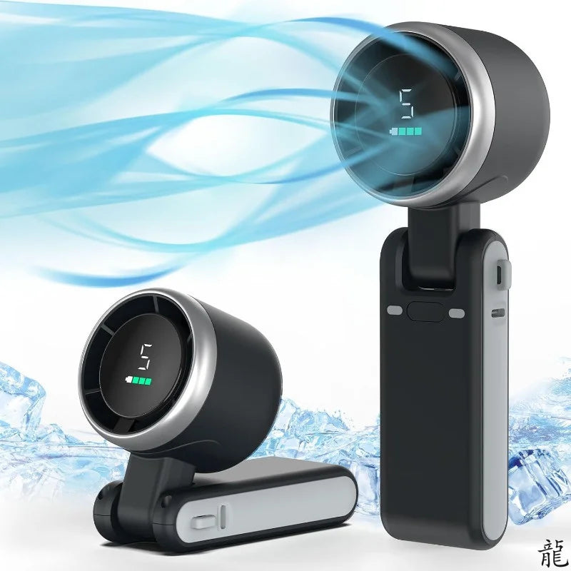 Foldable Turbo Handheld Fan – Digital Display