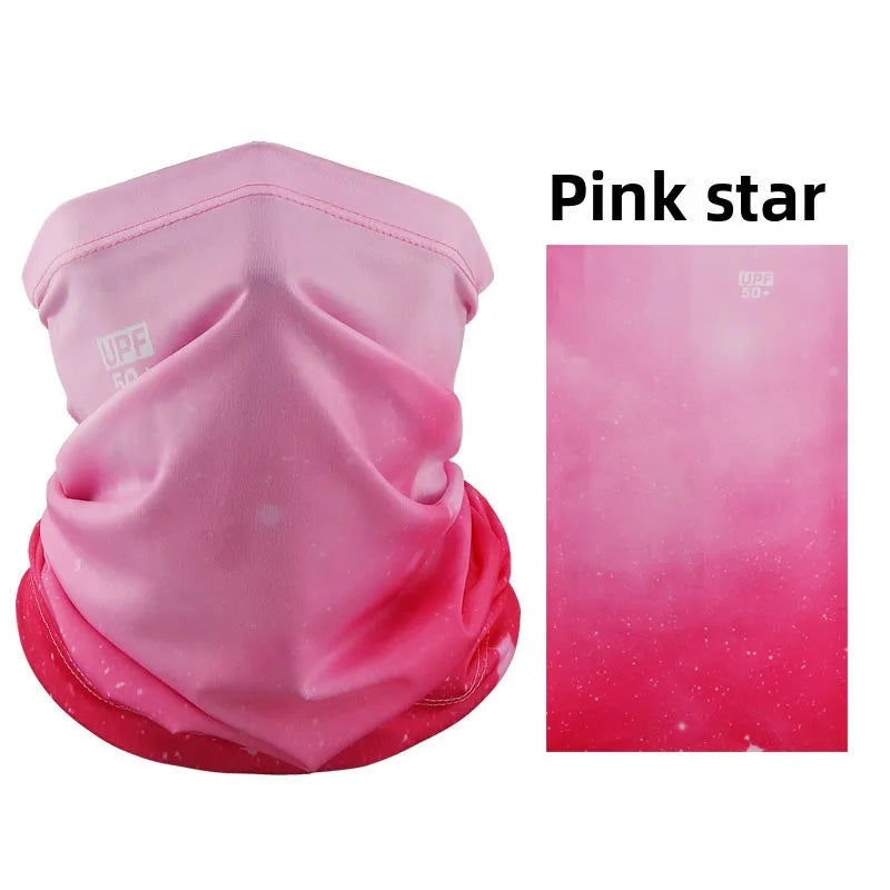 Ice Silk Neck Gaiter – Pink Interstellar print